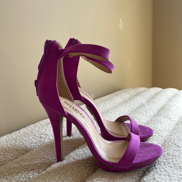 Fuchsia Suede Heels - Picture 3 of 5